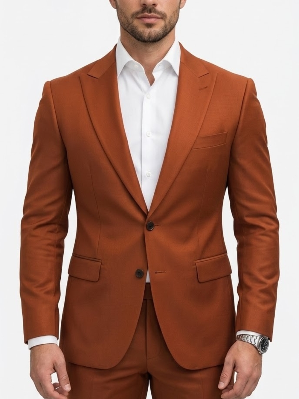 Wangyue Slim Fit Rust Orange Modern Single-Breasted Jacket Size Medium NWT